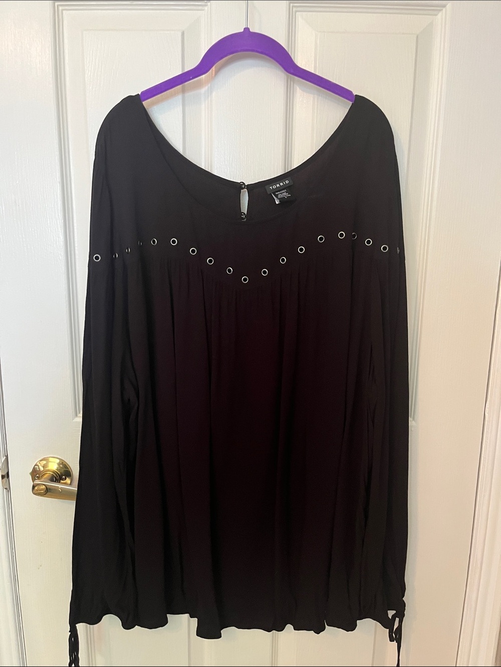 torrid Black Eyelet Accent Peasant Top
